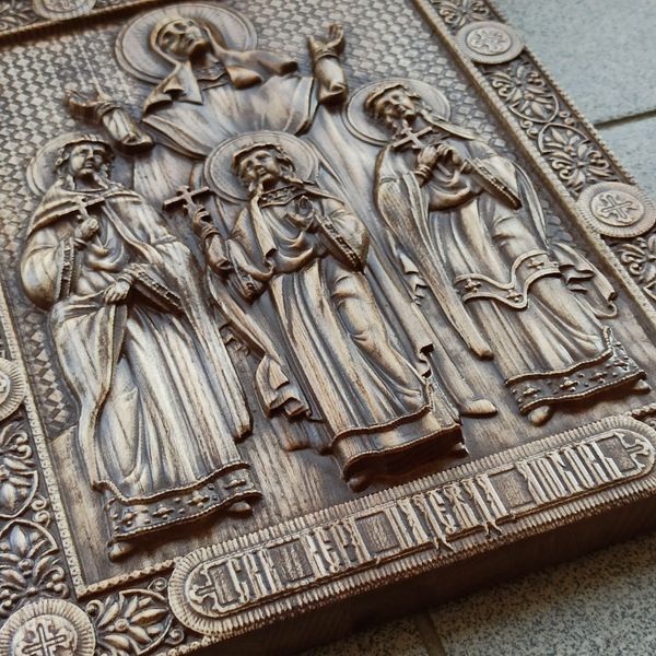 Дерев'яна різьблена Ікона "Вера Надежда Любовь" 02063 фото