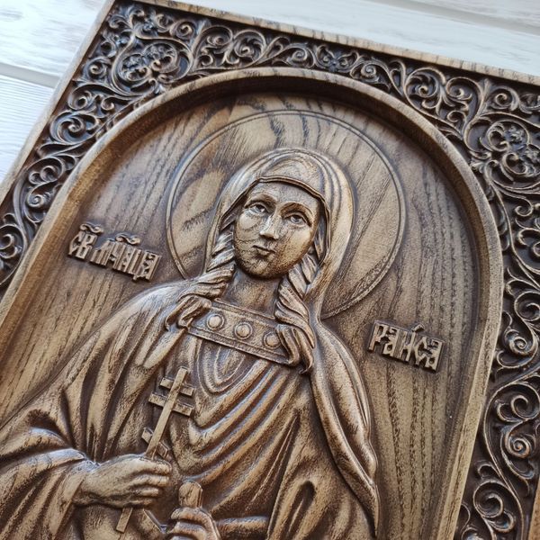 Дерев'яна різьблена Ікона "Св. Мучениця Раїса" 02118 фото