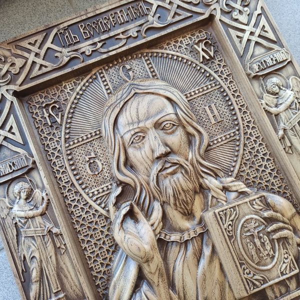 Дерев'яна різьблена Ікона "Господь Вседержитель 3" 02069 фото