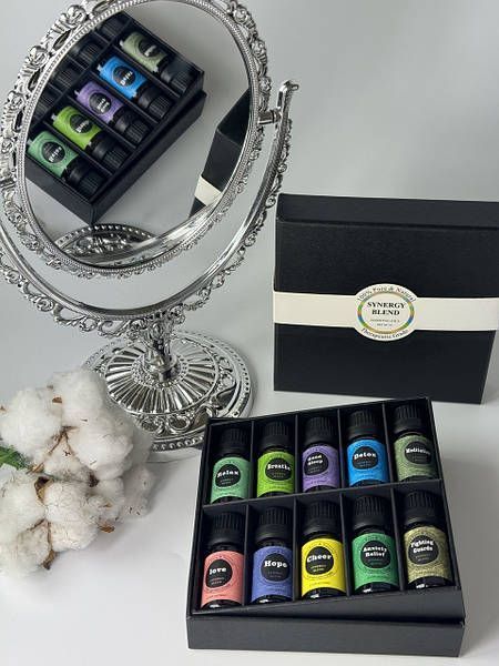 Подарунковий набір натуральних ефірних рослинних олій Synergy Blend для ароматерапії, 10 шт по 10 мл  15004 фото
