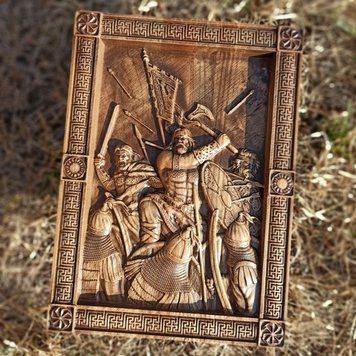 Деревянная резная Картина "Русы, воины севера" 05075 фото