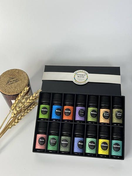 Подарунковий набір натуральних ефірних рослинних олій Synergy Blend для ароматерапії, 14 шт по 10 мл  15008 фото
