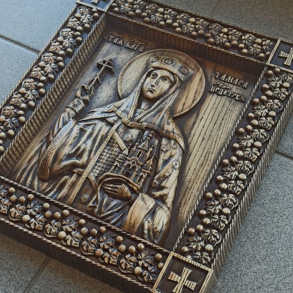 Дерев'яна різьблена Ікона "Тамара цариця" 02130 фото