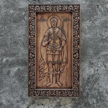 Деревянная резная Икона "Дмитрий Солунский" 02033 фото