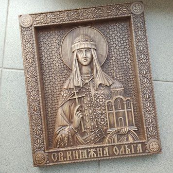 Деревянная резная Икона "Св. Ольга" 02122 фото