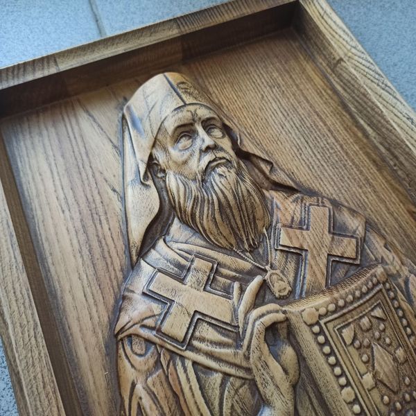 Дерев'яна різьблена Ікона "Нектарій Егінський" 02086 фото
