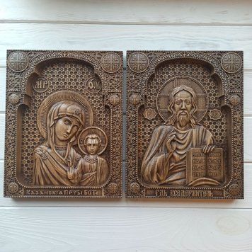 Дерев'яні різьблені Ікони "Вінчальна пара" 02044 фото
