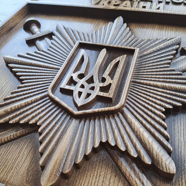 Деревянный резной Герб "Национальная полиция Украины ВЧС" 03048 фото
